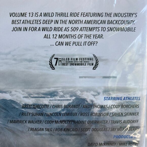Ride 509 Films Volume 13 Backcountry Snowmobile DVD NEW/SEALED - Picture 3 of 5